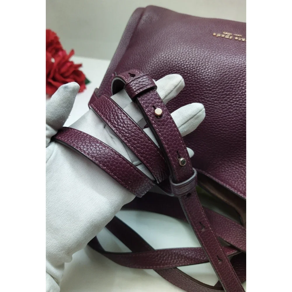 Kate Spade New York Purple Pebbled Leather Double Handles Crossbody Bag